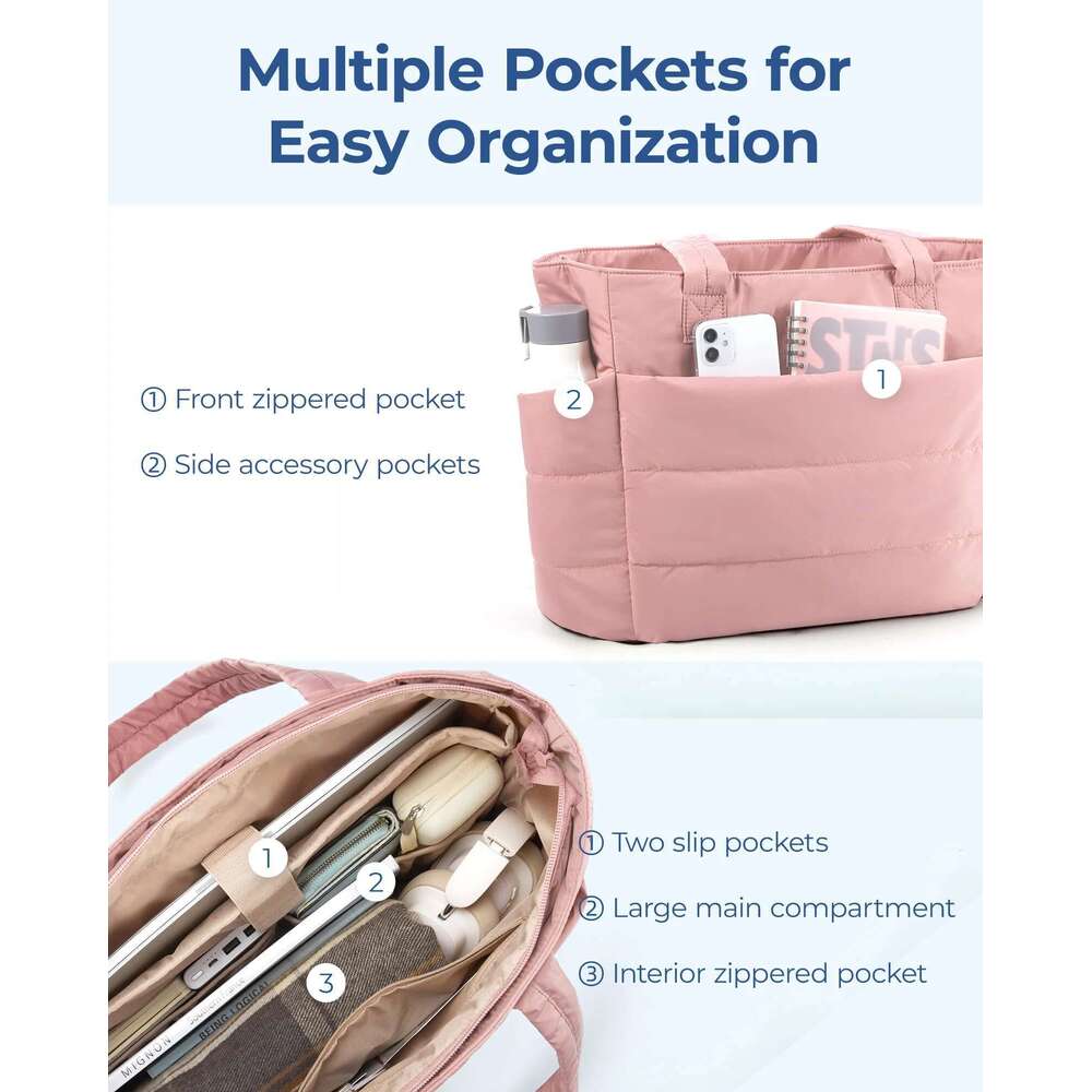BAGSMART The Bubble Tote Bag Cotton Padded Female Quilting Puffy Shoulder Shopper Purse Simple Daily Handbag Women's Bags