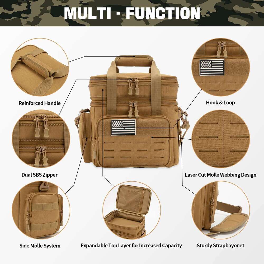 Tactical Lunch for mens heavy duty lunch box Leakproof insulated Durable Thermal Cooler Bag Adult Meal Camping Picnic Pail