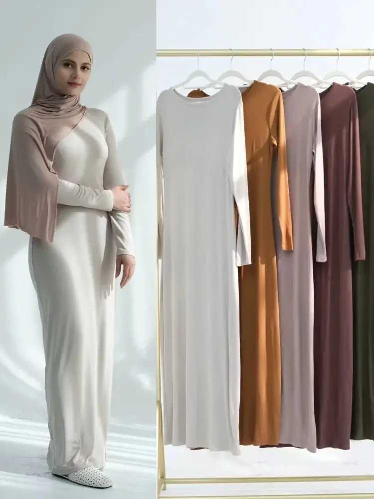 ModaL Cotton Inner Dress For Abaya Damen Dubai Islam Muslim Long Modest Under Hijab Dresses Women Robe Femme Musulman Vestido X250514
