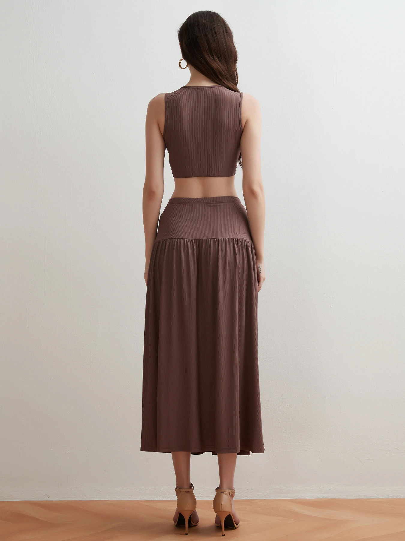 Elegant Contrast Color Strapless Party Dress Set Chic Women OffShoulder Cutout Tube TopWrapped Long Dresses 250514