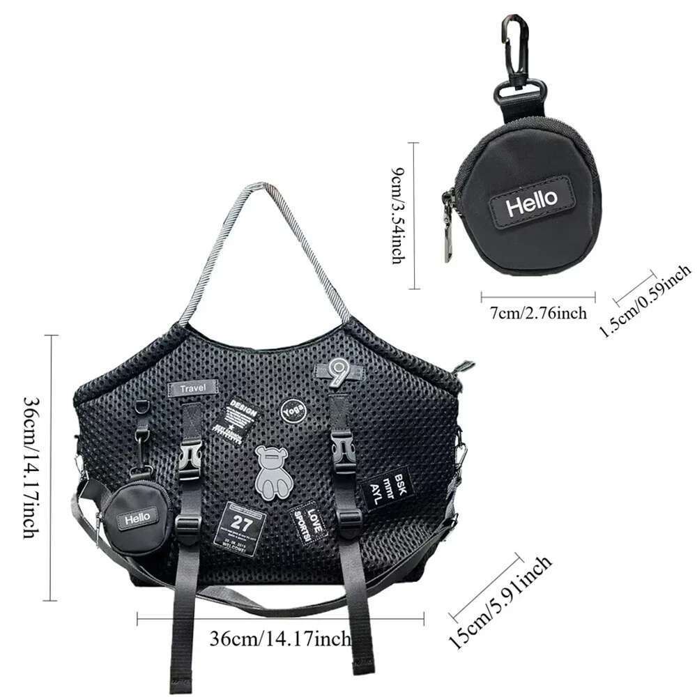 Ladies' fashionable cloth nylon mesh travel shoulder bag with large capacity, lightweight and multi lock casual handbag
