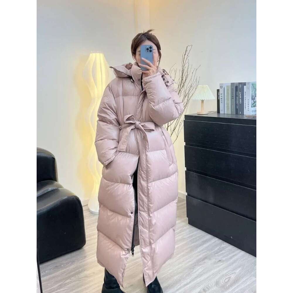 Women's Jacket Women Casual Thick Long Duck Down Puffer Coat Hooded Female Waterproof Parkas With Sashes Outwear