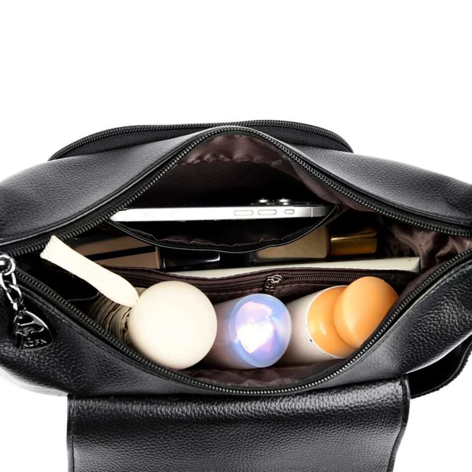 Genuine Brand Crossbody for Women Soft Leather Tote Shoulder Messenger Bags Female Casual Handbag Flap Bag Sac A Main