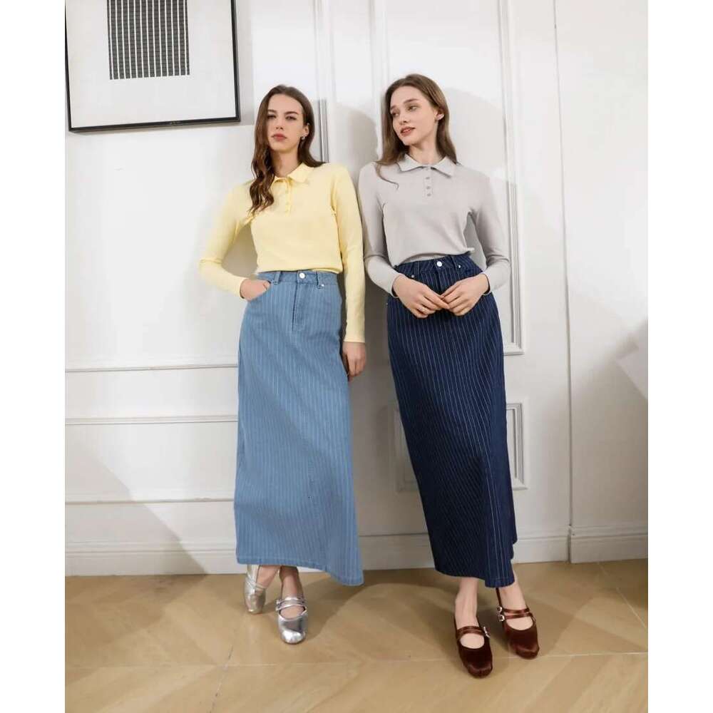 AS 2025 Pinstripe Denim Skirt Fashion Woman Clothes Lady Wear