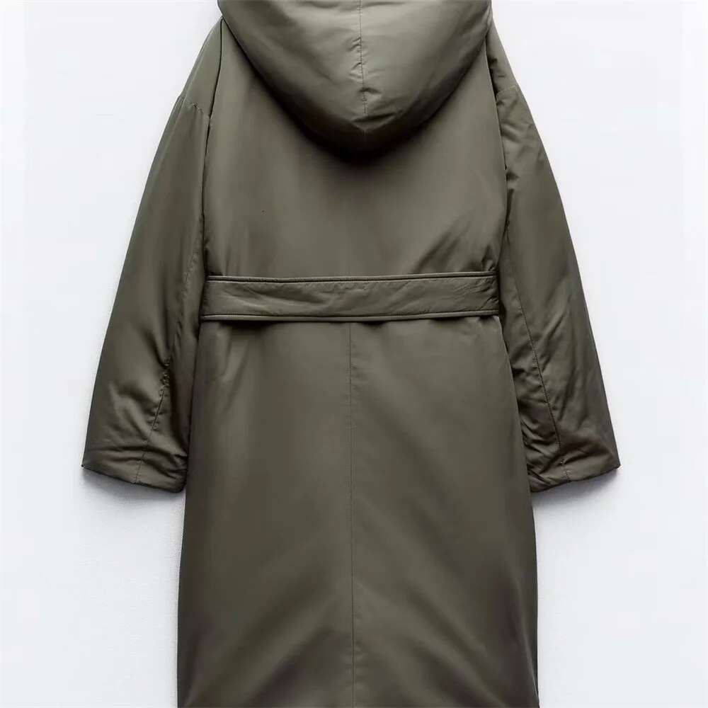 UNIZERA Autumn/Winter Product Women's New Fashion Casual Windbreaker Style with Belt Hooded Cotton Coat
