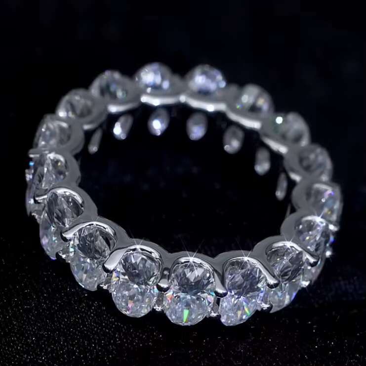 Oval Shape Diamond 925 Sterling Silver With Vvs Moissanite Hip Hop Ring Moissanite Jewelry Moissanite Iced Out Ring