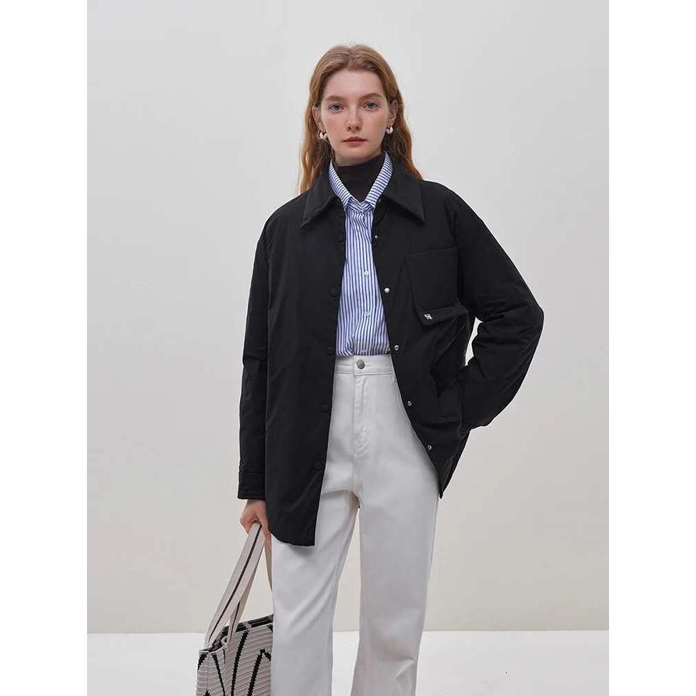 FSLE Office Lady Fashionable Warm College Style Shirt Down Jacket For Women's Winter New Casual Loose Women Shirts 23Fs14121