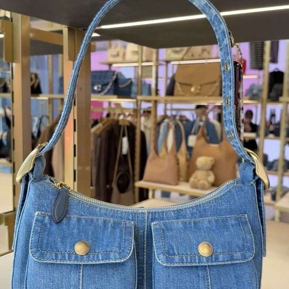 High end large capacity 2025 new fashionable underarm denim niche commuting crossbody bag single shoulder