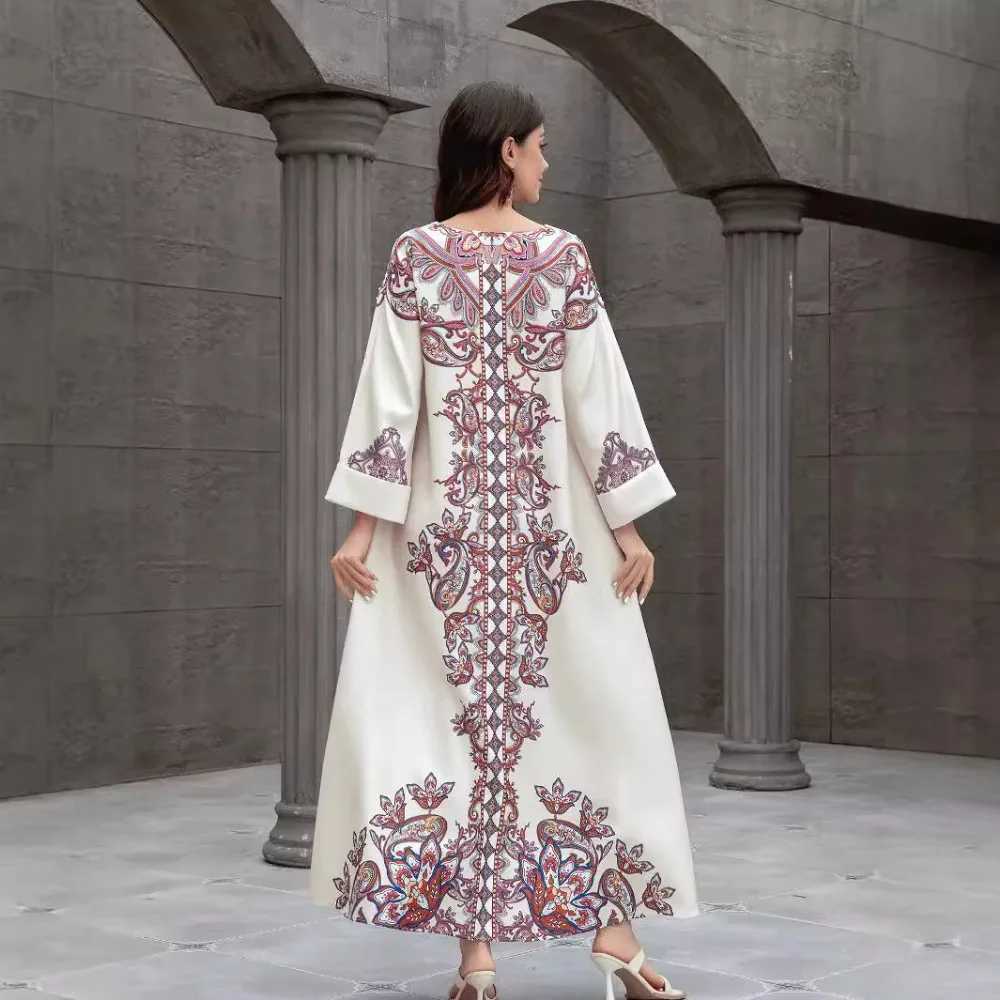 2025 Eid Muslim Abaya Beading Party Dress for Women Ramadan Abaya Long Dress Print Morocco Kaftan Vestidos Dubai Robe Jalabiya X250514