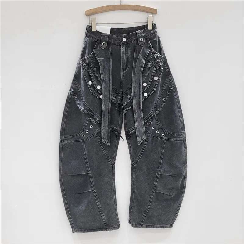 Getspring Women Jeans 2025 Spring Autumn New Three Dimensional Deconstruction Denim Washed Wide Leg Overalls Loose Long Trousers