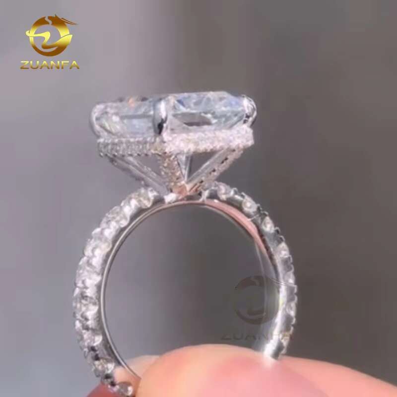 Luxury Radiant Moissanite Diamond Rings Women Fine Jewelry Engagement Wedding Band Lab Grown Diamond Ring