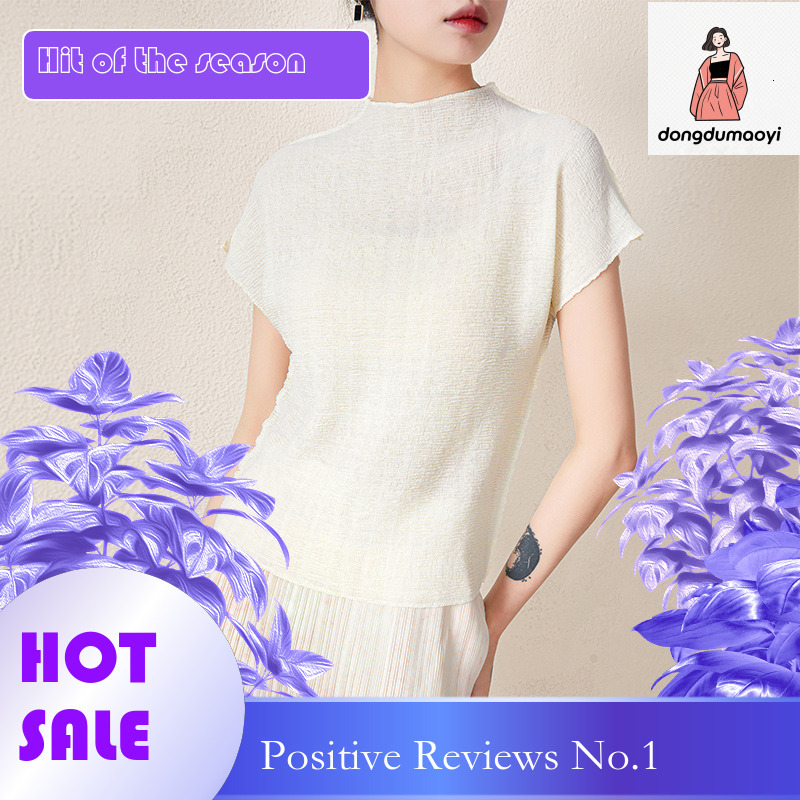 dongdumaoyi Design sense: niche, loose, casual, heavy, textured, pleated, high-end pink t-shirt, women's short sleeved, 2023 summer