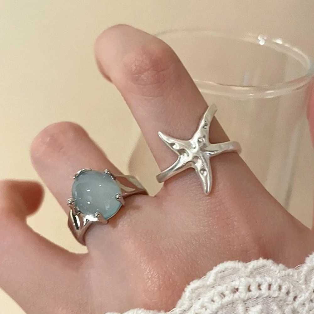 PANJBJ 925 Sterling Silver Geometry Crystal Ring For Women Couple Minimalist Handmade Simple Blue Stone Jewelry Gift DropshipXJ250514