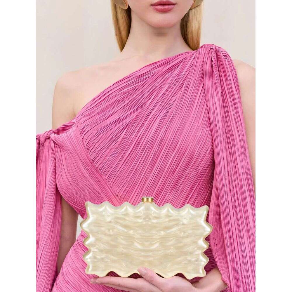 European And American Marble Wave Shell Box Square Mobile Phone Hand Crossbody Small Versatile New Banquet Party Wedding Fashion Trendyy Color Pattern