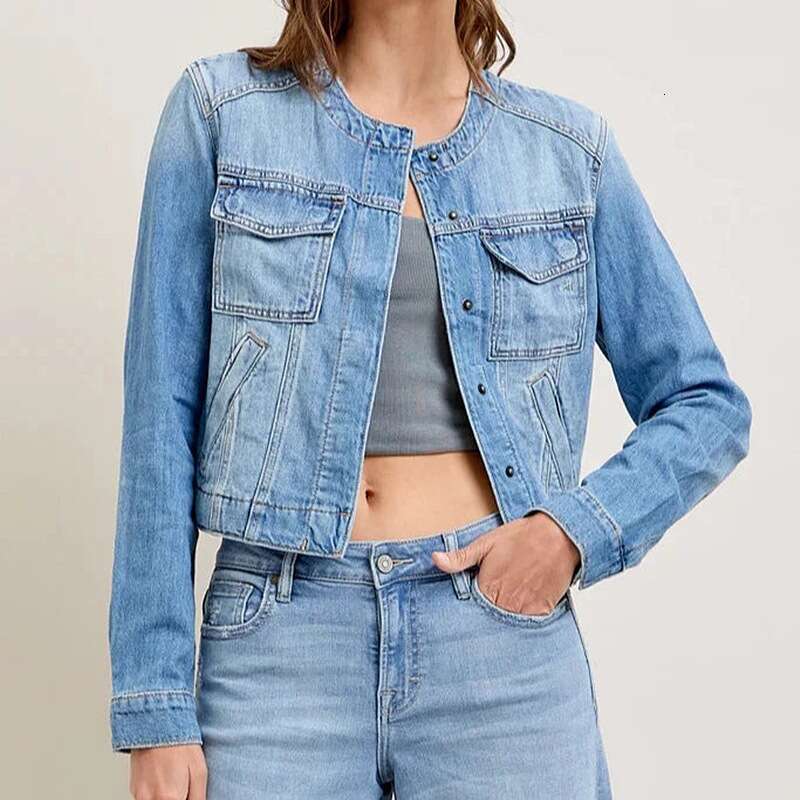 Coats Tweed Jacket Jackets Designer Women Women Spring 2025 New Slim Fit Short Sleeved Workwear with Multiple Pockets Denim Jacket for Women Autumn Dr