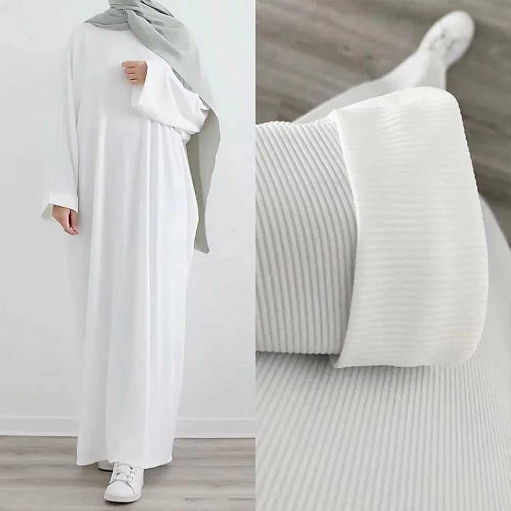 Modest Casual Plain Muslim Women Ribbed O-neck Long Maxi Dress Turkey Dubai Arab Kaftan Femme Abaya Eid Ramadan Jalabiya Caftan X250514