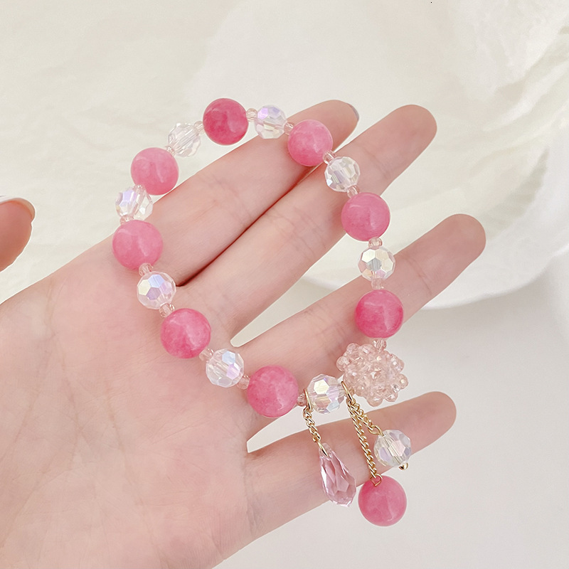 Fashionable Korean semi transparent crystal fashion decoration simple stone bead bracelet, elastic rope