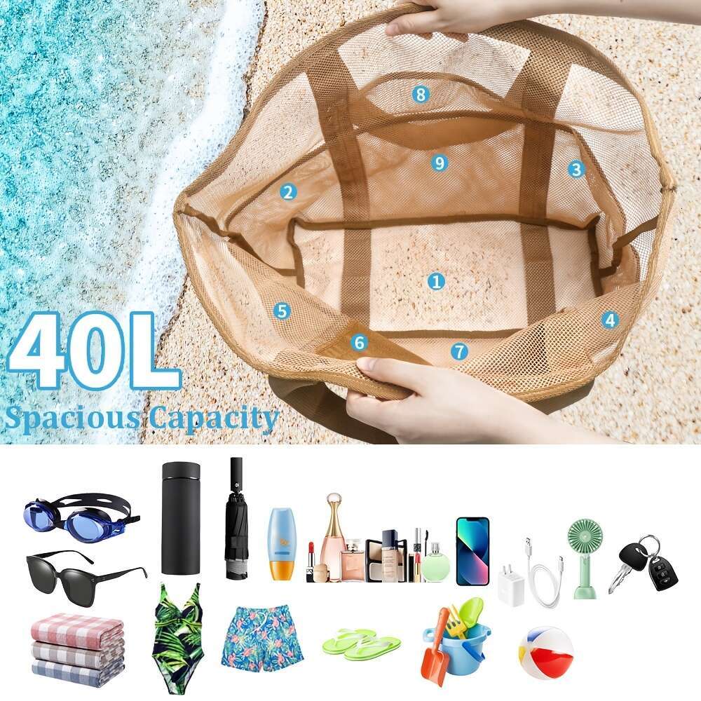 Universal 40-50L Polyester Tote Bag, Multi-Pocket, Large Capacity, Non-Waterproof, with Leisure Outdoor Equipment and Accessories Storage