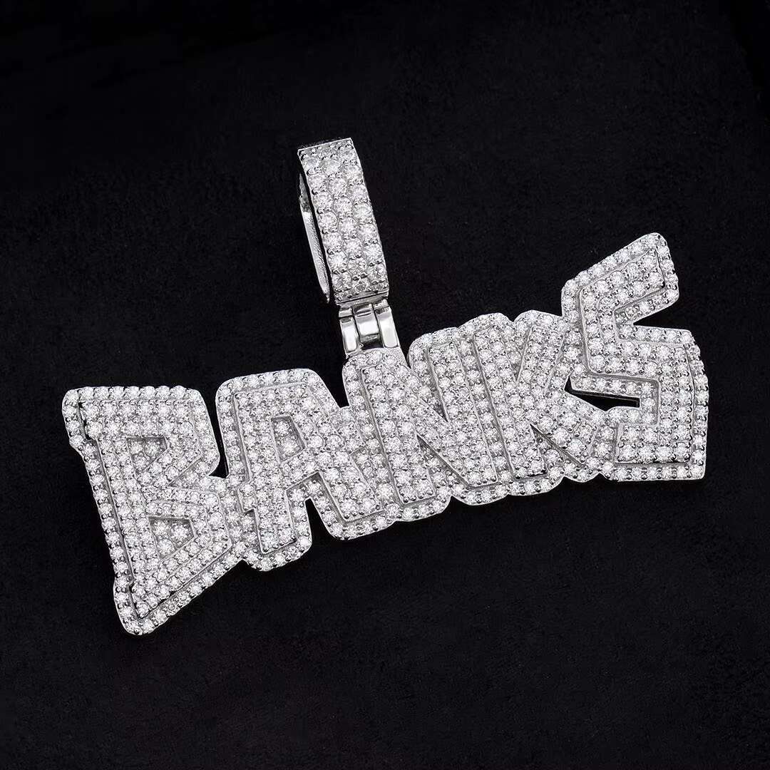 VVS D Moissanite Custom Jewelry 925 Silver Iced Out Pass Diamond test White Gold Premium Personalized Moissanite Pendant Hip Hop