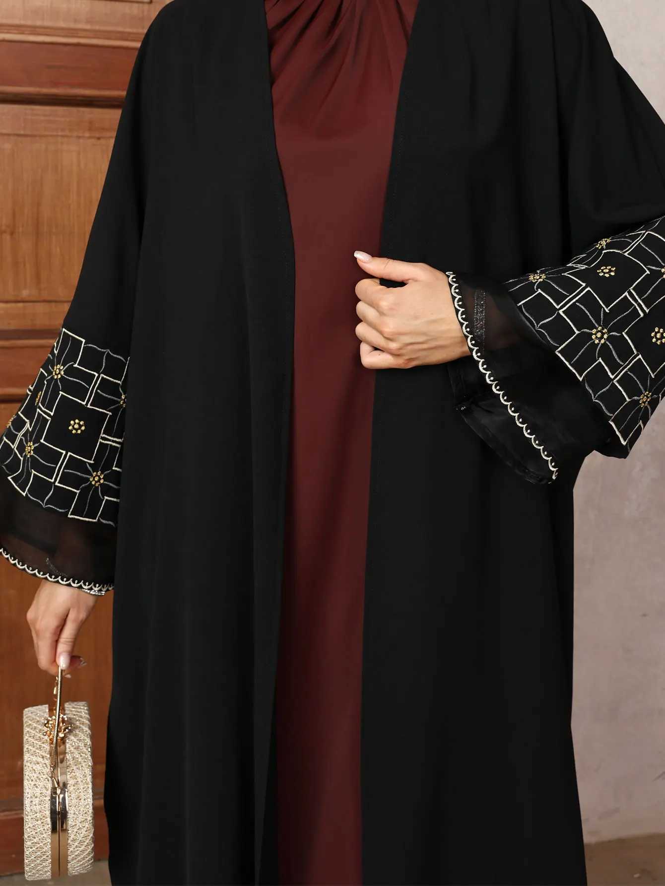 Muslim Long Robe Embroidery Dress for Women Morocco Eid Kimono Ramadan Abayas Kaftan Islam Dubai Arab Holiday Party Maxi Dress X250514
