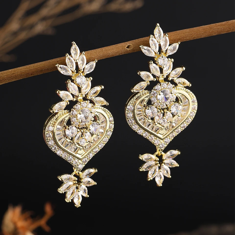 Big Clear Zircon Long Dangle Earrings Exquisite Shiny CZ Bridal Earring for Women Wedding Jewelry 250513