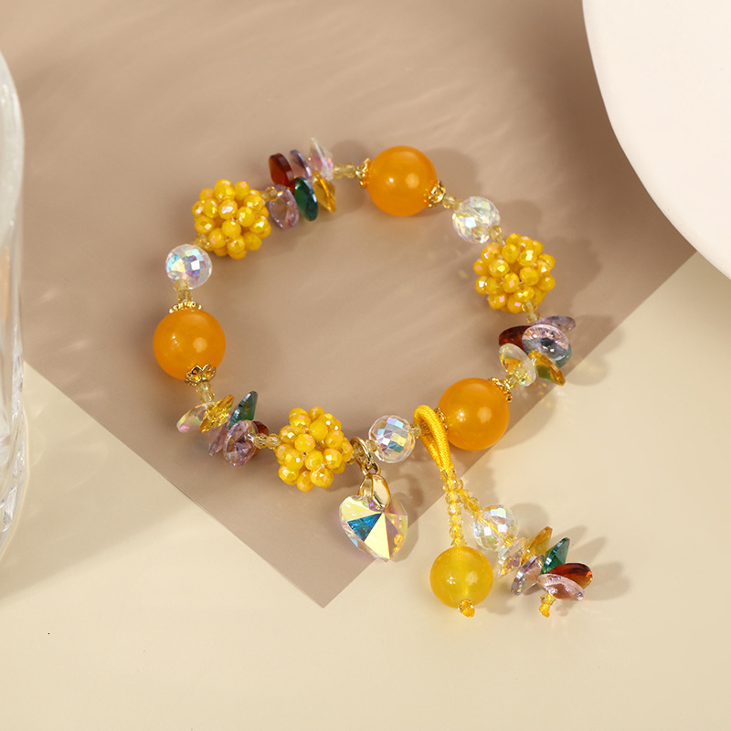 New rural style bead crystal internet famous, sweet cute bracelet, personalized and fashionable accessory for girls