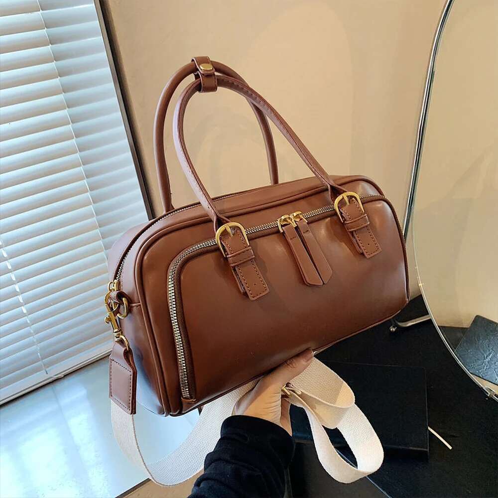 Women Shoulder Adjustable Strap Boston Tote PU Leather Multi-Pocket Top Handle Bag Clutch Purse For Work Travel