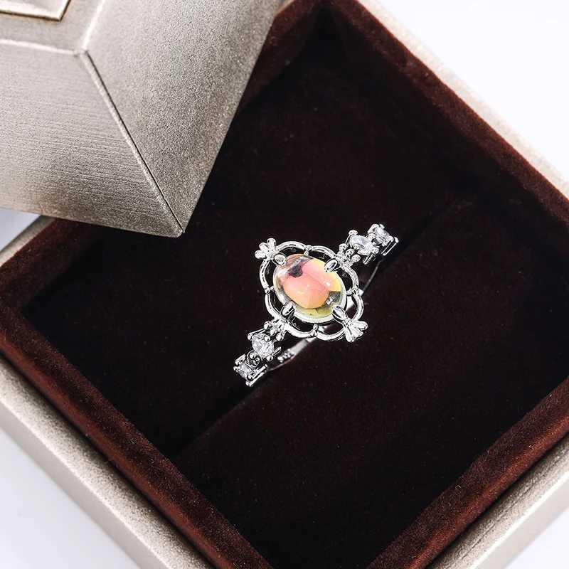 Beautiful S925 Silver Ring for Women Fashion Moonstone Ring Creative Engagement Jewelry Anniversary Gift Wedding RingXJ250514