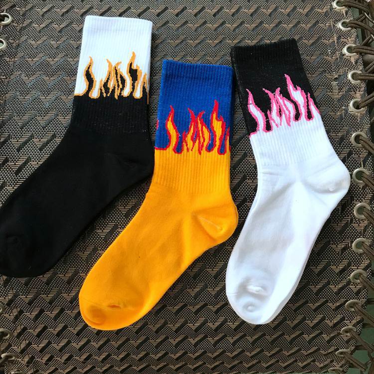 Designer Socks Korean INS Fashion Brand Haruku Style Flame Tube Cotton Street Hip Hop Skateboarding Men S And Women S Sports Socks Sports Socks