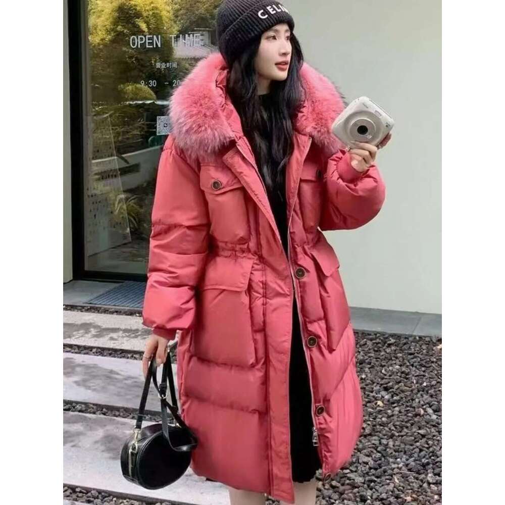 Women Waterproof Winter Long Puffer Jacket 2024 Real Raccoon Fur Hooded Duck Down Coat Female Rain Feather Parkas