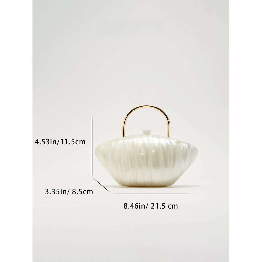 European And American High-End Fashion High-Quality Texture Shell-Like Shell Force Hand-Held Evening Bag Marble-Like Acrylic