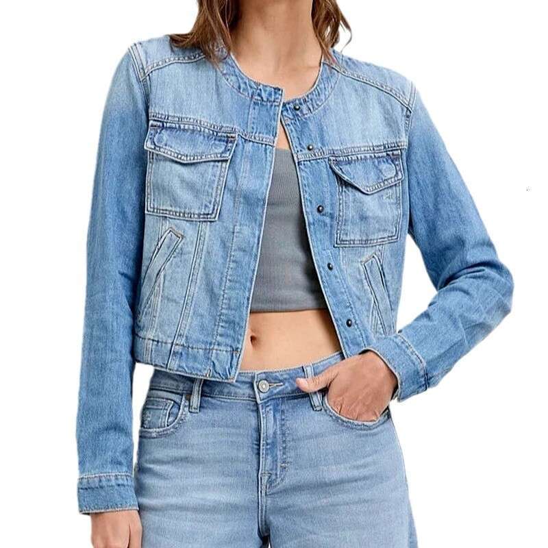 Coats Tweed Jacket Jackets Designer Women Women Spring 2025 New Slim Fit Short Sleeved Workwear with Multiple Pockets Denim Jacket for Women Autumn Dr