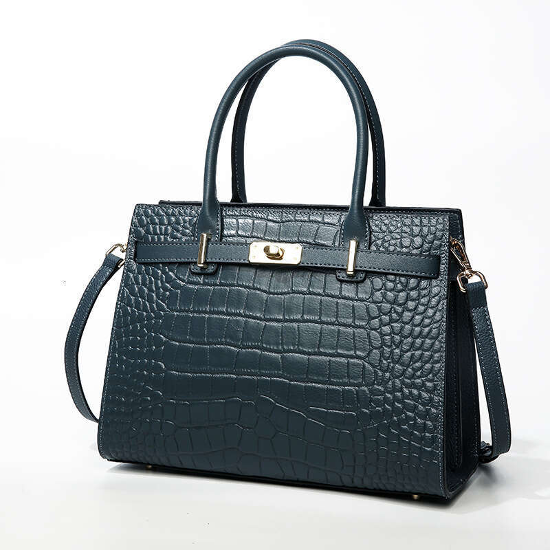 Tote Bag New Crocodile Patterned Cowhide Crossbody For Women Large Capacity Women S High End Leather Kelly Bag KQ