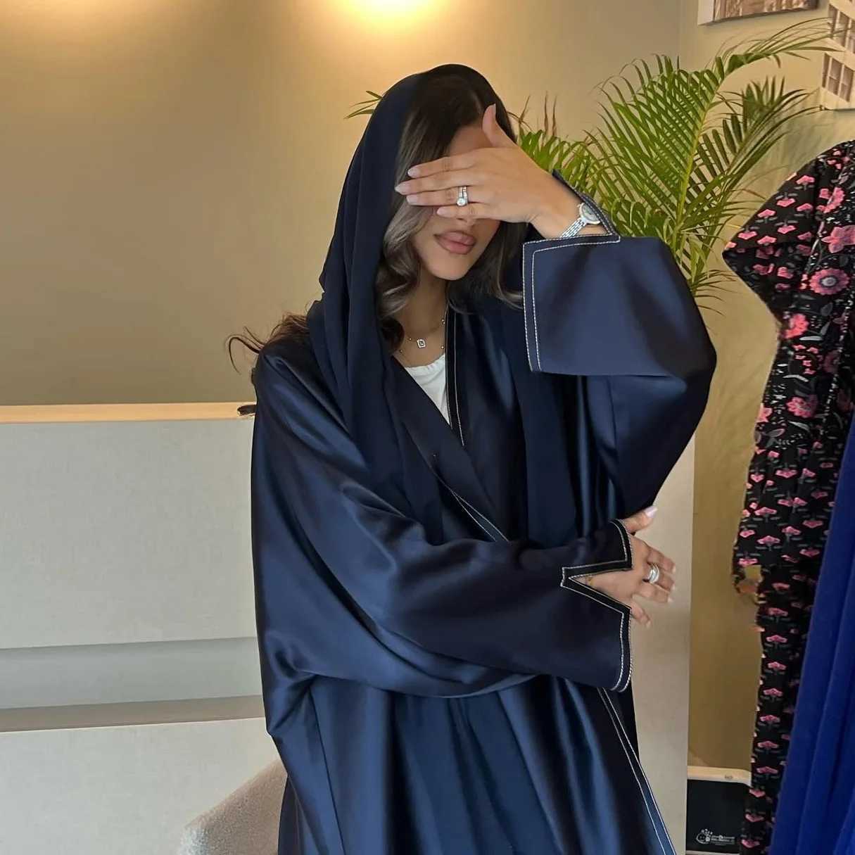 Eid Abaya Dubai Satin Muslim Dress Women Kimono Open Abayas Turkey Kaftan Ka Caftan Marocain Femme Robe Islam Jalabiya Gown X250514