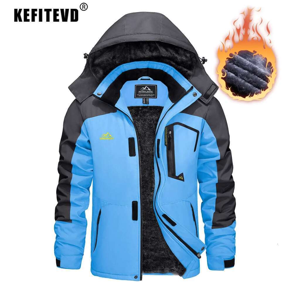 KEFITEVD Men's Winter Ski Waterproof Warm Thick Fleece Hiking Jackets Raincoats Snow Jacket Coats Windbreaker Man Parka Designer