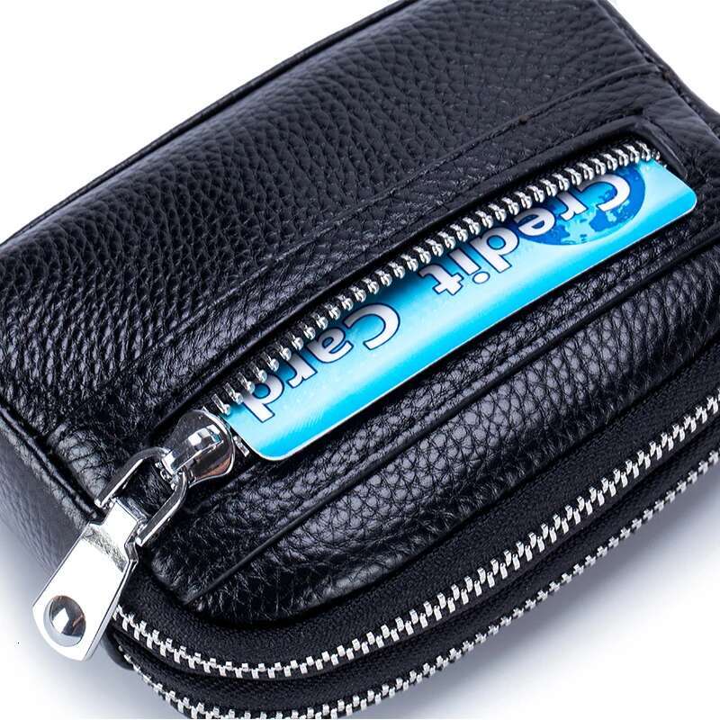 Genuine Leather Women Mini Wallet Double Zipper Coin Purse Cute Small Clutch Bag Designer Multi-Functional Card Holder