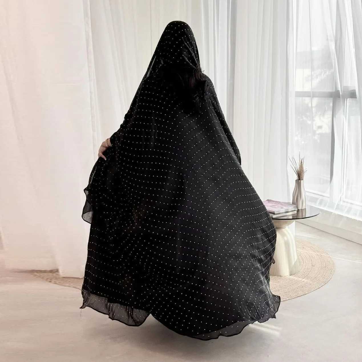 Dubai Open Front Abaya Hijab Dress Kimono Diamonds Muslim Women Kaftan Caftan Femme Robe Islam Jalabiya Arabic Clothing Vestidos X250514