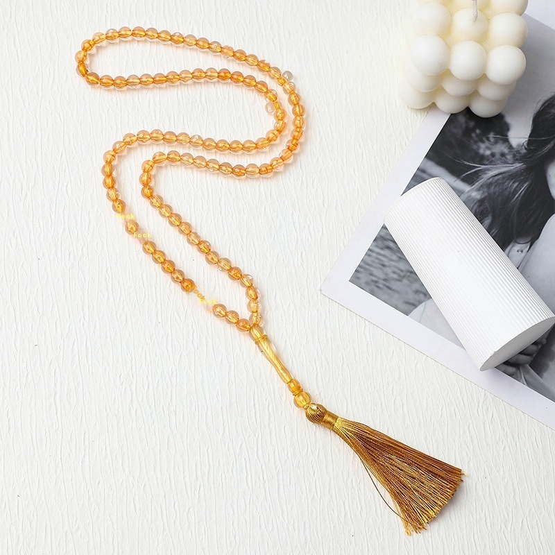 Solid color Muslim prayer bead bracelet for both men and women, crystal bracelet, birthday gift tassel