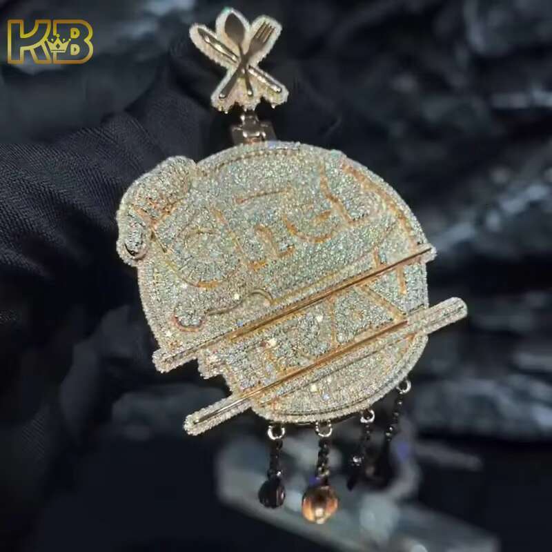 Custom Diamond Sterling Silver Iced Out Vvs Mossanite Hiphop White Font Hip Hop Sliver Moissanite Pendant Men Contact customer service for customizati