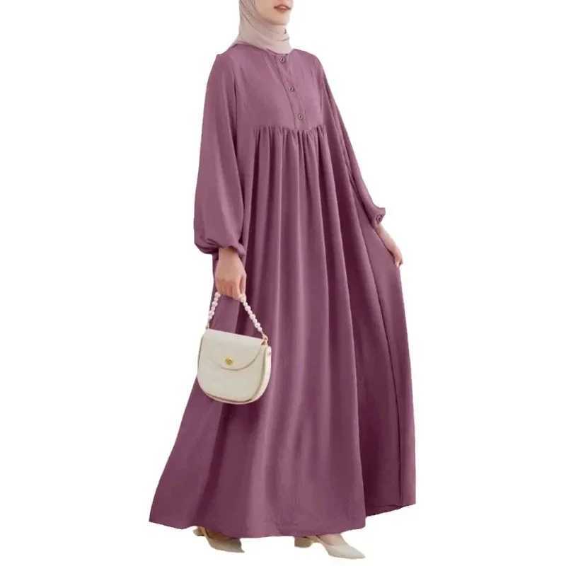 H723 Muslim Womens Long Dress Solid Color Loose Fit Fashionable Casual Kaftan Sleeveless Foulard Wrap DressXJ250514