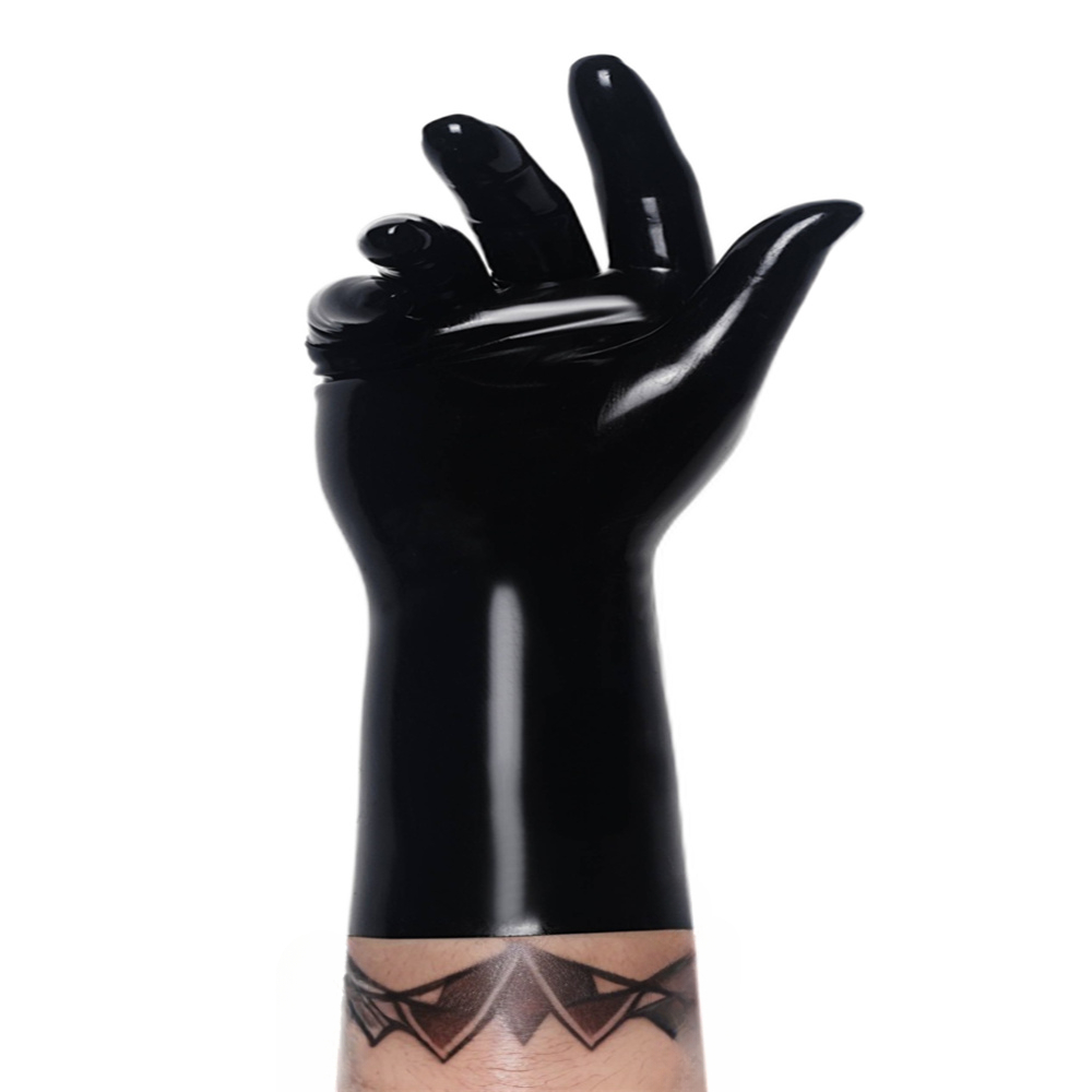 customized gloves rubber black latex fetish wear handmade gloves mark Latex catsuit male fetish hood chlorine bodysuit