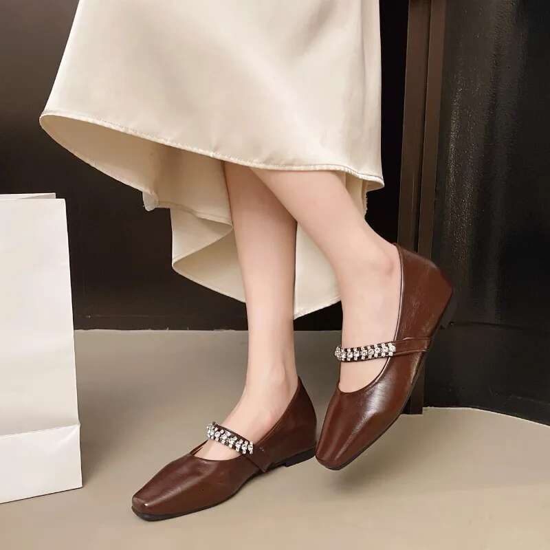 Elegant Ladies Pumps 2025 Brand Designer Pearl Beading Band Mary Janes Woman Med-high Heels Dress Shoes Mujer Bombas