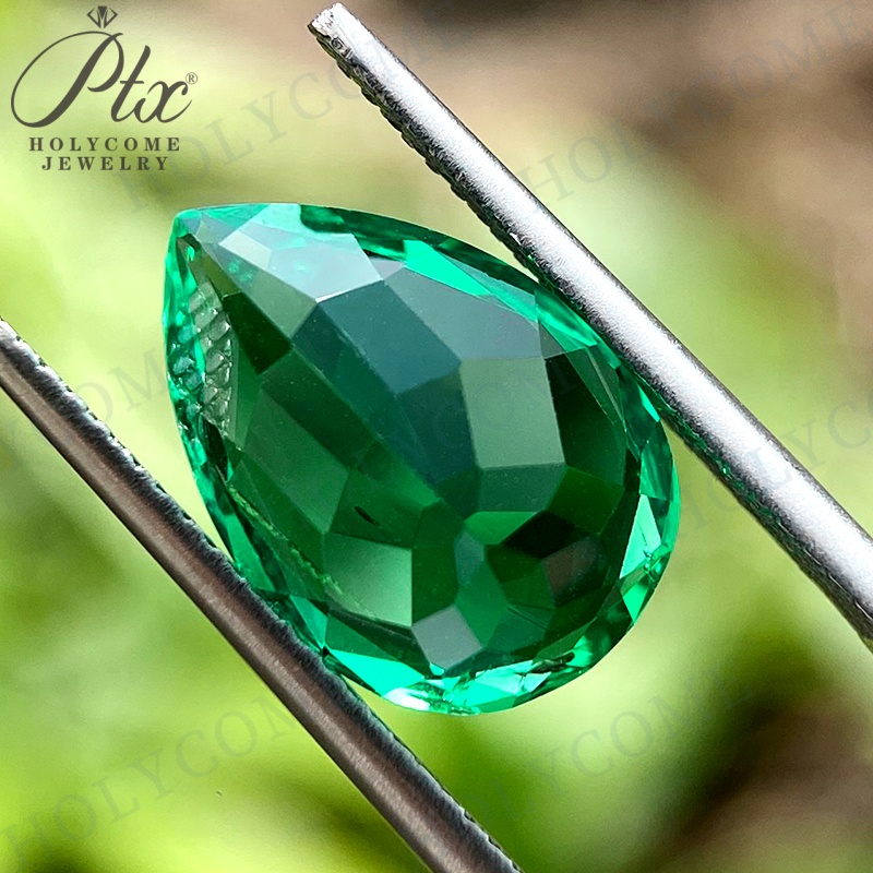 Colombia Lab Grown Emerald Synthetic VVS VS Emerald Stone Hydrothermal Lab Created Pear Cut Loose Gemstone with AGL Certificate