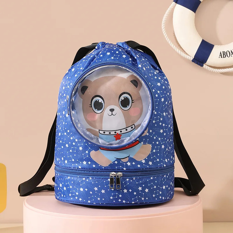 Wet and dry separation swimming bag double-layer cartoon storage bag children portable storage bag fitness backpack toiletry bag 250514