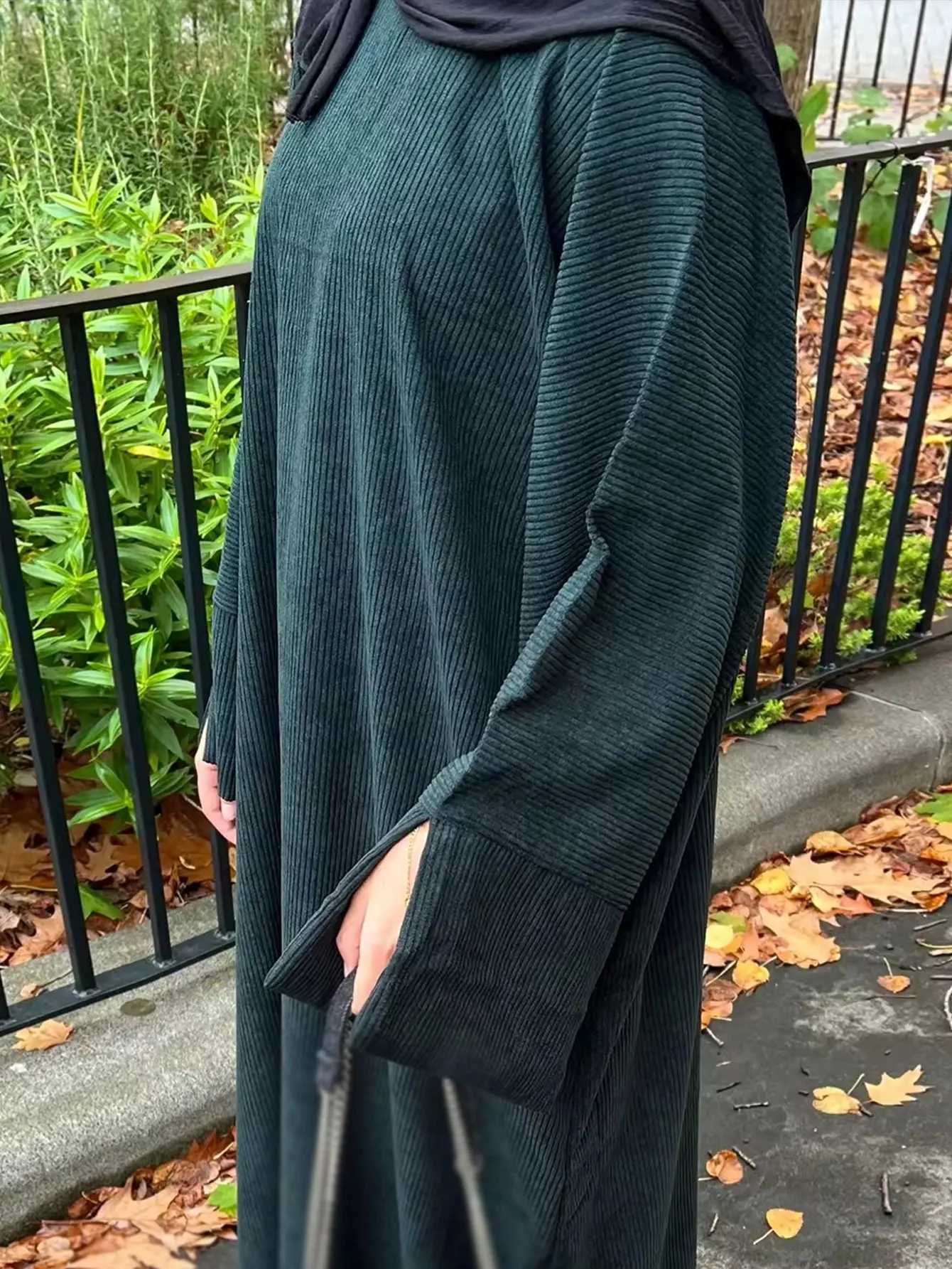 Middle East Inspired Islamic Kaftan for Muslim Women Cuff Slit Detail for Gulf Regions UAE Dubai Saudi Autumn Winter Modest Wear X250514
