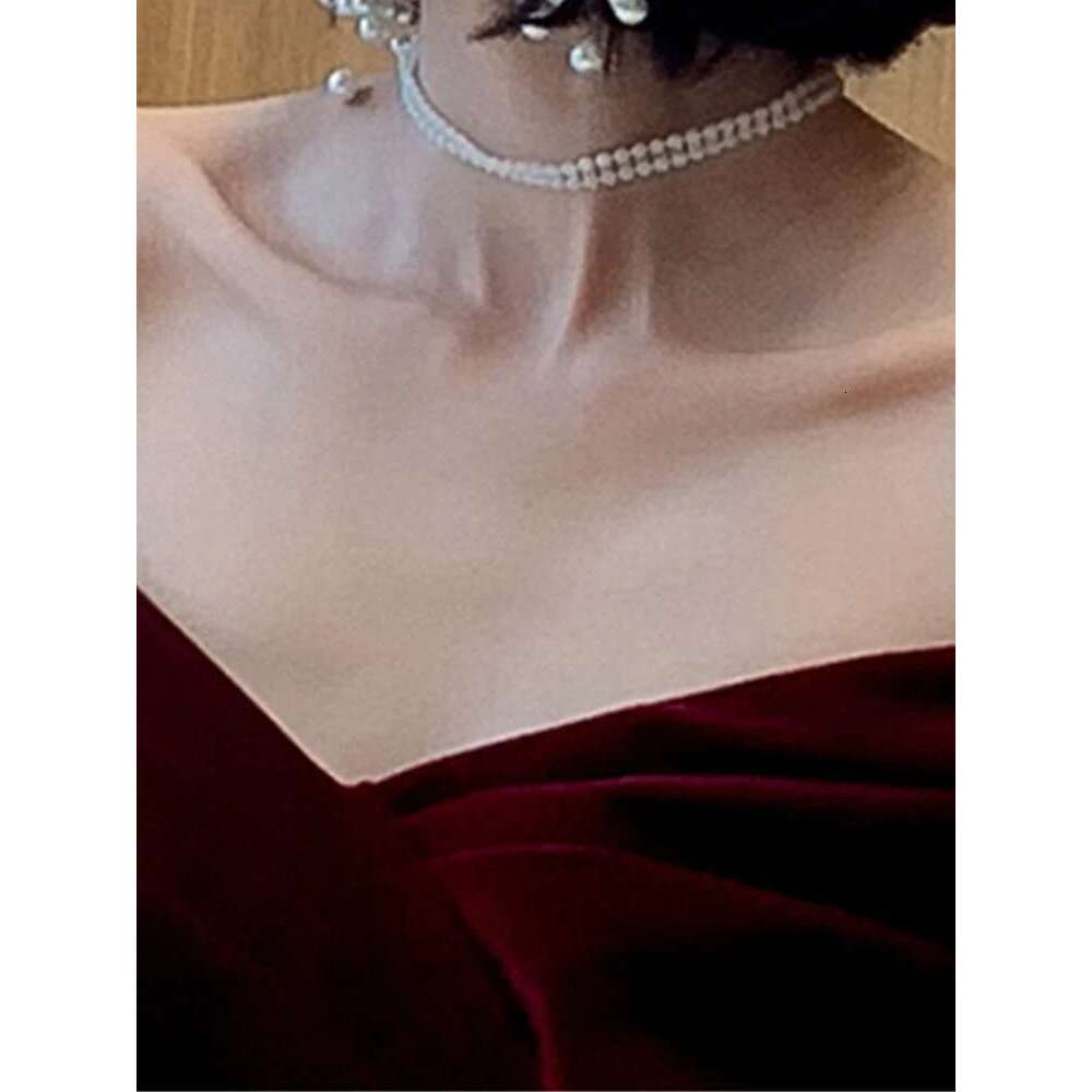 Lautaro Spring Long Elegant Wine Red Soft Veet Evening Party Wedding Dresses for Women Off Shoulder Maxi Dress