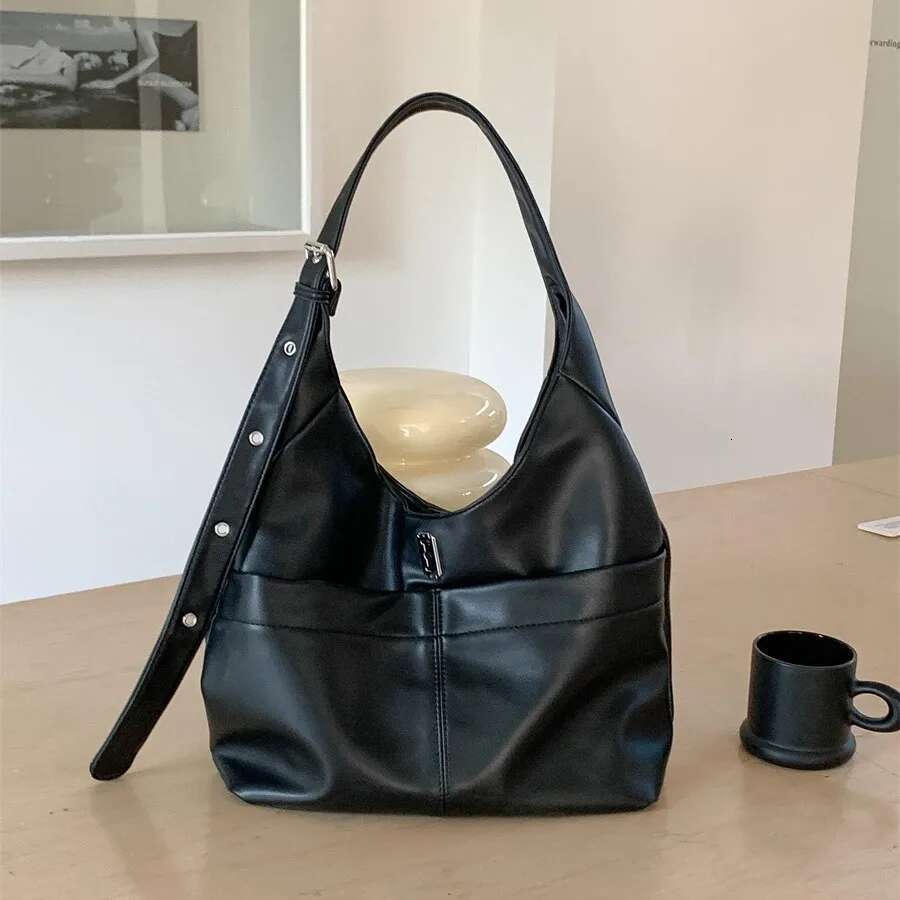 Simple Soft PU Leather Vintage Casual Tote 2025 Women's Large Capacity Shoulder Female Daily Work Commuting Bag Bolsos