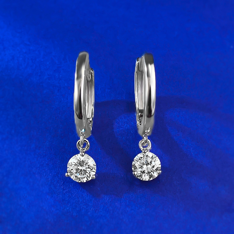 0.3CT White Moissanite Diamond Sweet Cute Simple Fine Jewelry Real 100% 925 Sterling Silver Gold Round Cut Gemstones Party Women Wedding Dangle Earrin