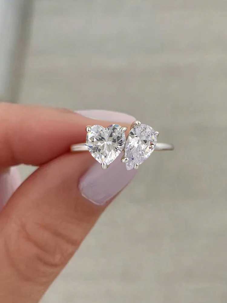 925 Sterling Silver Simplicity Classic Heart Water Drop Ring For Women Engagement Wedding Luxury High Quality Fine JewelryXJ250514