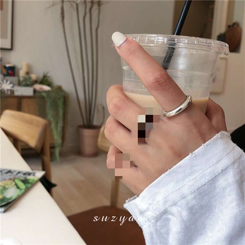 Wrinkled opening, light luxury personality, Thai silver copper ring, female ins, cool style, niche design, handmade accessory